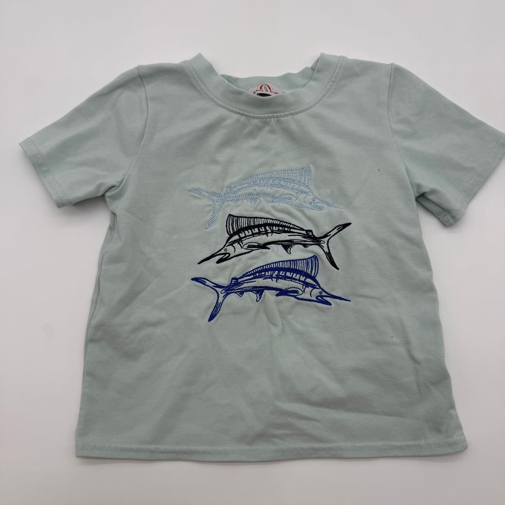 Abby & Evie Boys Mint Green Embroidered Marlin Fish T-Shirt Size 3T